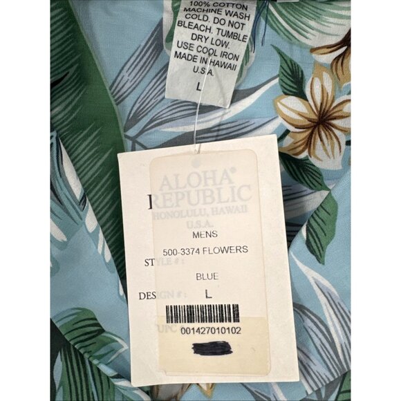 Vintage 90s Aloha Republic Hawaiian Shirt Mens Large Blue Tropical Print NEW - Picture 4 of 9